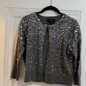 Karen Kane Silver Sequin Cardigan